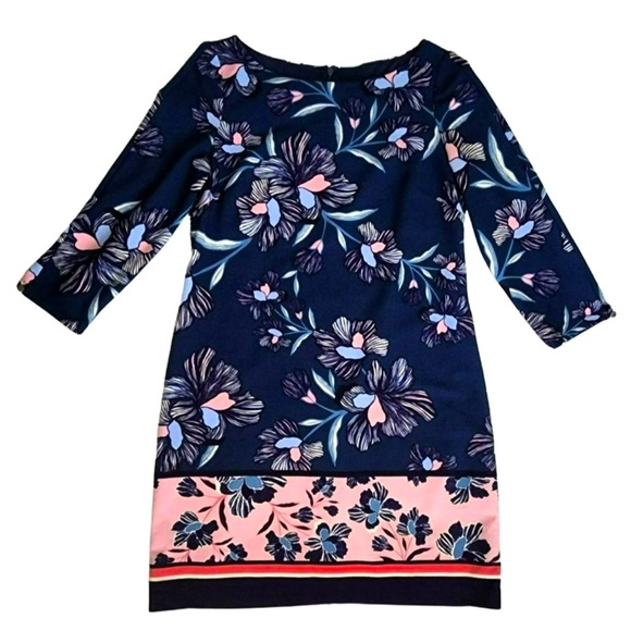 NWOT Vince Camuto Floral Print Lined Shift Dress with Open Arm Detail sz 2 - Picture 1 of 13